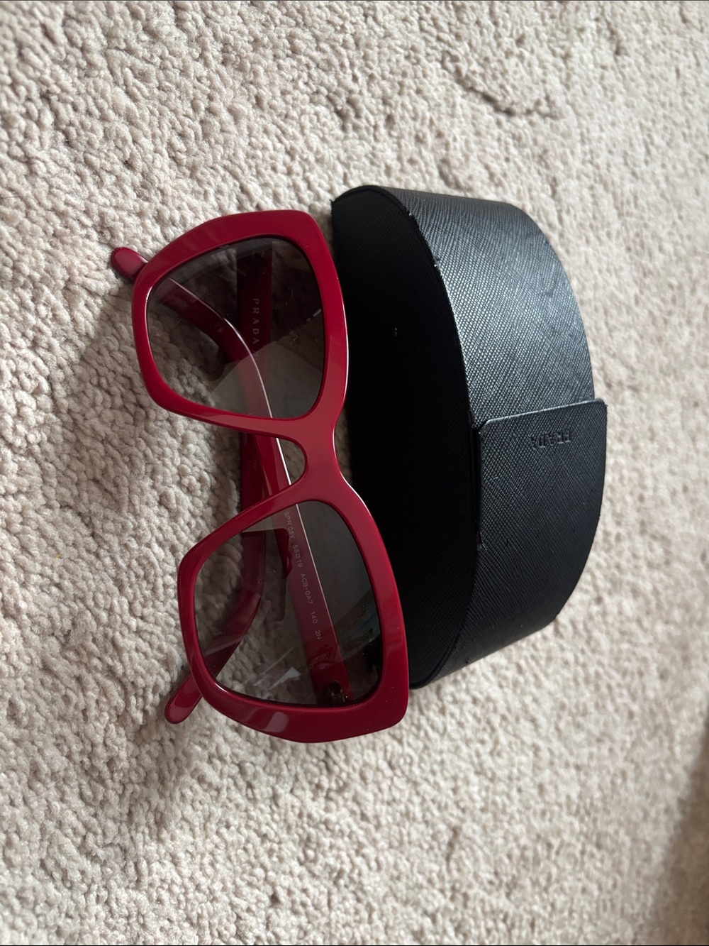 Prada Women's Deep Red Oversized Square Sunglasses with Gradient Lenses